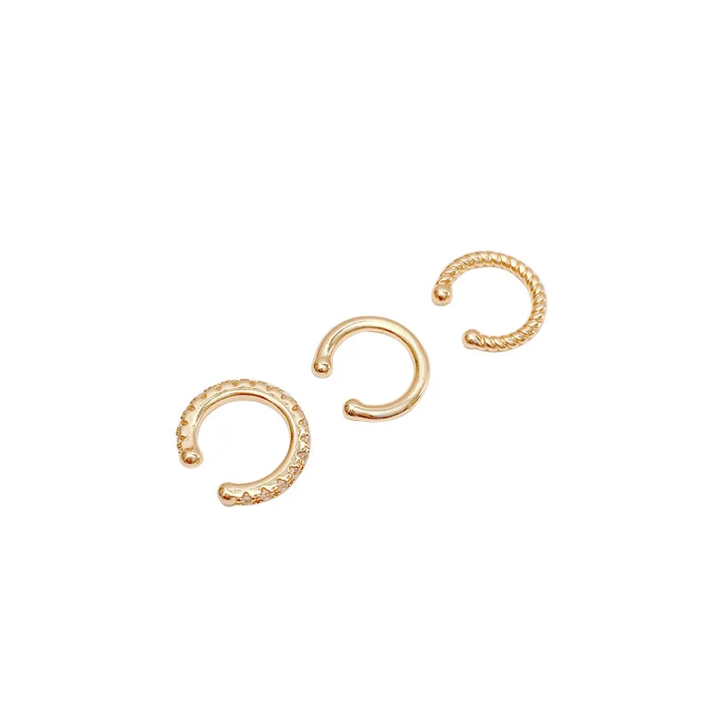 

Korea New Fashion 3 Piece Set Simple Circle Lady Earring Ear Clip Party Gift Woman Ear Clip Jewelry 2021