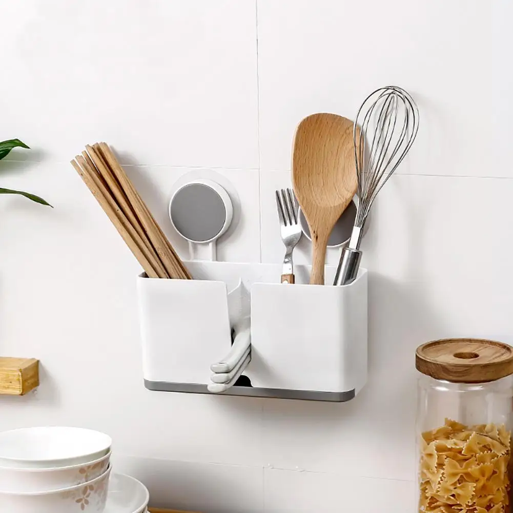 

Chopsticks Holder Sucker Type Multi-functional Draining Rack Innovative Wall-mounted Chopstick Holder Holder Plastic Storage Box