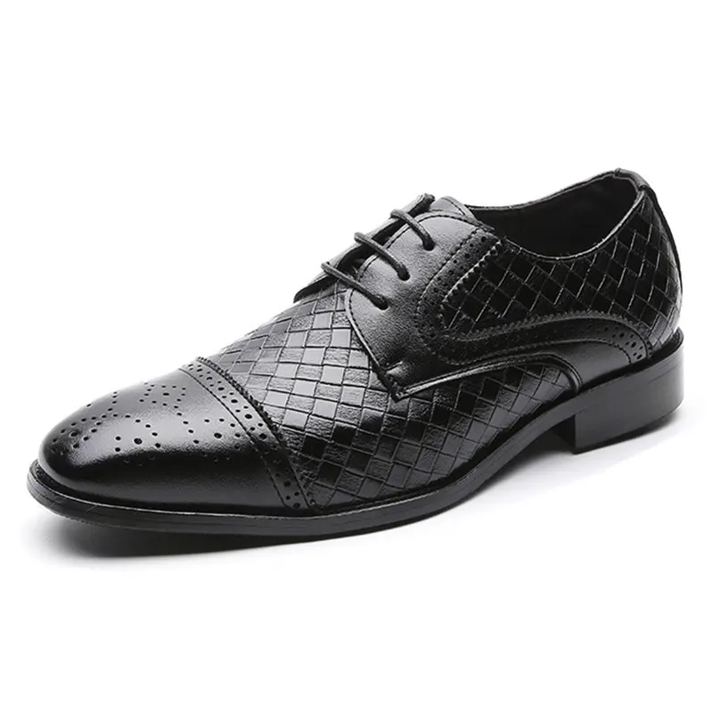 Роскошные мужские туфли с перфорацией типа броги Свадебные ткацким рисунком