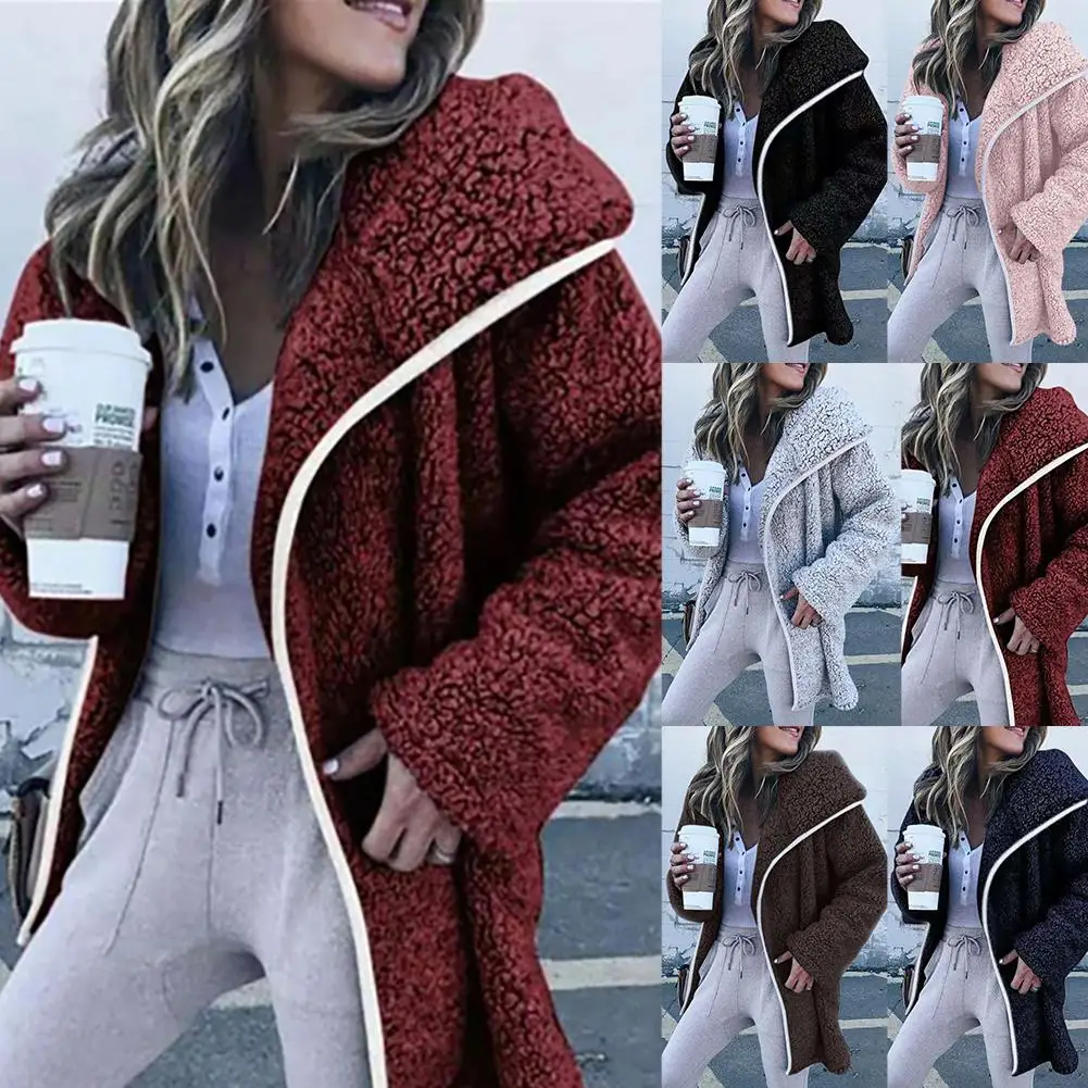 

Elegant Faux Fur Coat Women 2020 Women Autumn Winter Solid Color Long Sleeve Faux Fleece Loose Warm Jacket Coat Outwear M-3XL
