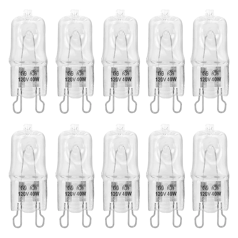 

10 Pack Clear Lense Q40/G9/FR/120V G9 40W 120Volt T4 JD Type Halogen Light Bulb Photography Studio Bar Lounge Gallery