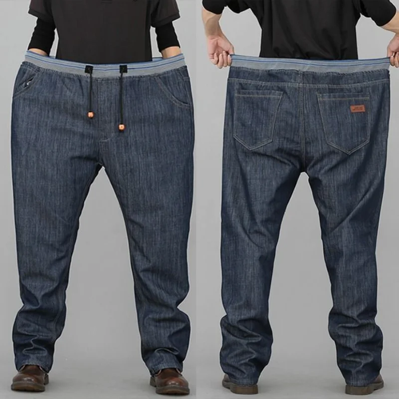 

Oversized Men Jeans Trousers High Waist Straight Loose Spring Dad Wear Elastic Waist Mens Jeans Pants Baggy Denim Jeans for Male