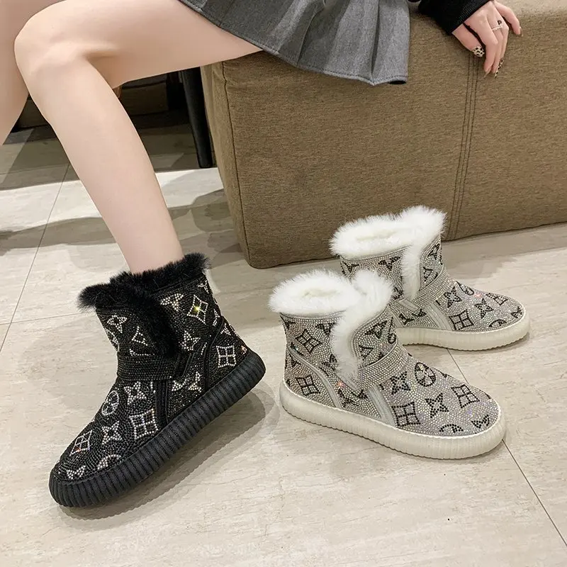 

Snow Boots Women ankle winter Warm fur shoes Women Australia boots flat heel designed ankle slip on brand Ladies boots