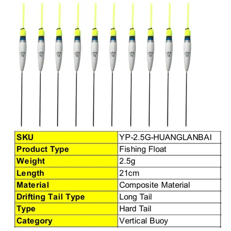 Topline рыболовные снасти 2 5 г 10 шт./лот ночной светящийся поплавок для ловли карпа