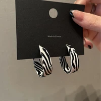 fashion zebra pattern exaggerated s925 earrings female retro hong kong style earrings high end sense of cold wind earrings
