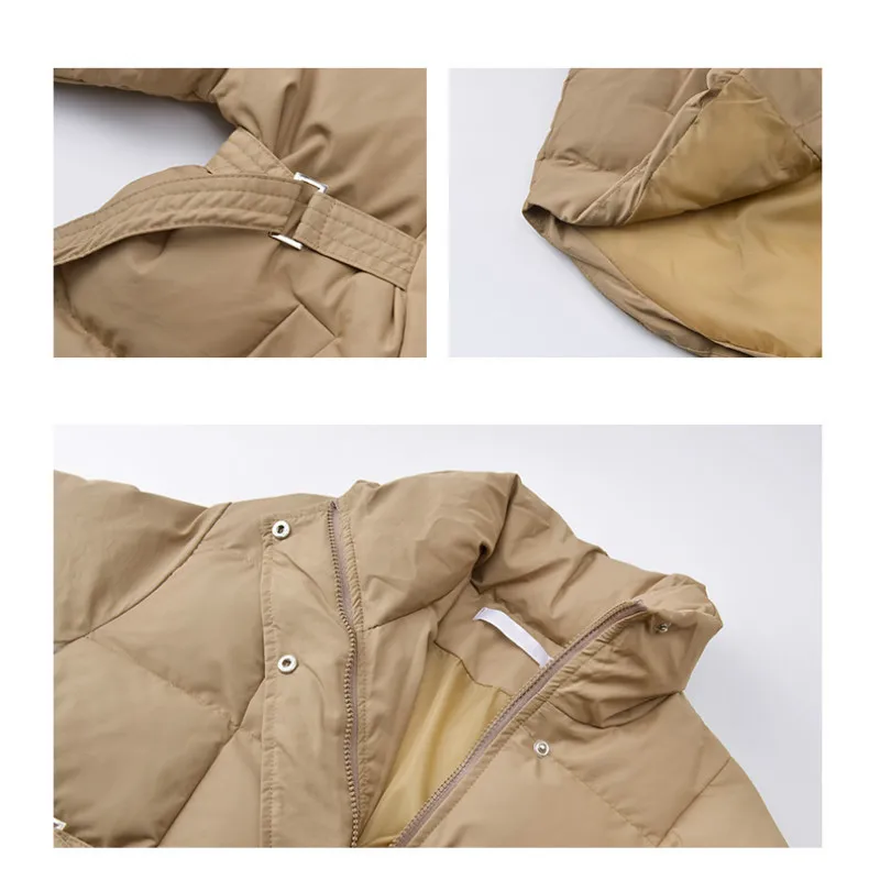 

Down cotton stand-up collar cotton jacket women's autumn and winter new style Korean style simple fluffy solid color lace short