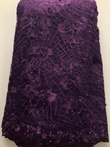 Королевский синий высокое качество вышивка африканская чистая кружевная ткань