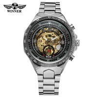 winner business mens watches silver steel band watches automatic mechanical wrist watches