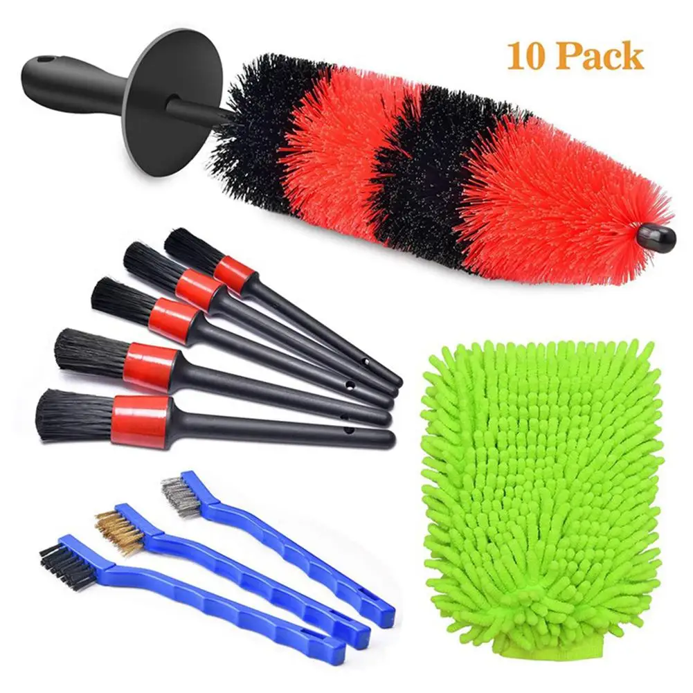 

New 10PCS Car Wash Brush for Washing Car Interior Cleaning Wheel Rims Dashboard Air Vent Trim Detailing Tool Detailing Brush