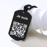 personalized stainless steel mens dogtag necklace custom qr code pendant 24 chain