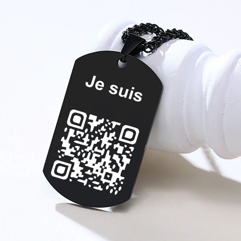 Мужское ожерелье Dogtag из нержавеющей стали с подвеской QR-кодом на заказ цепочка 24