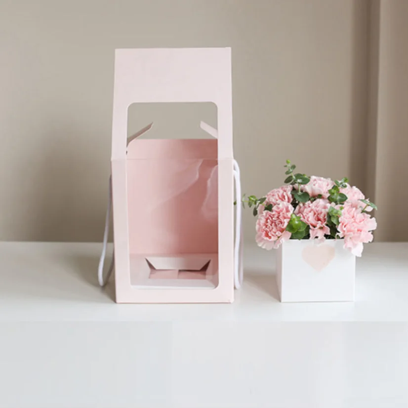 Коробка для цветов упаковка прозрачное окно изысканный подарок квадратные