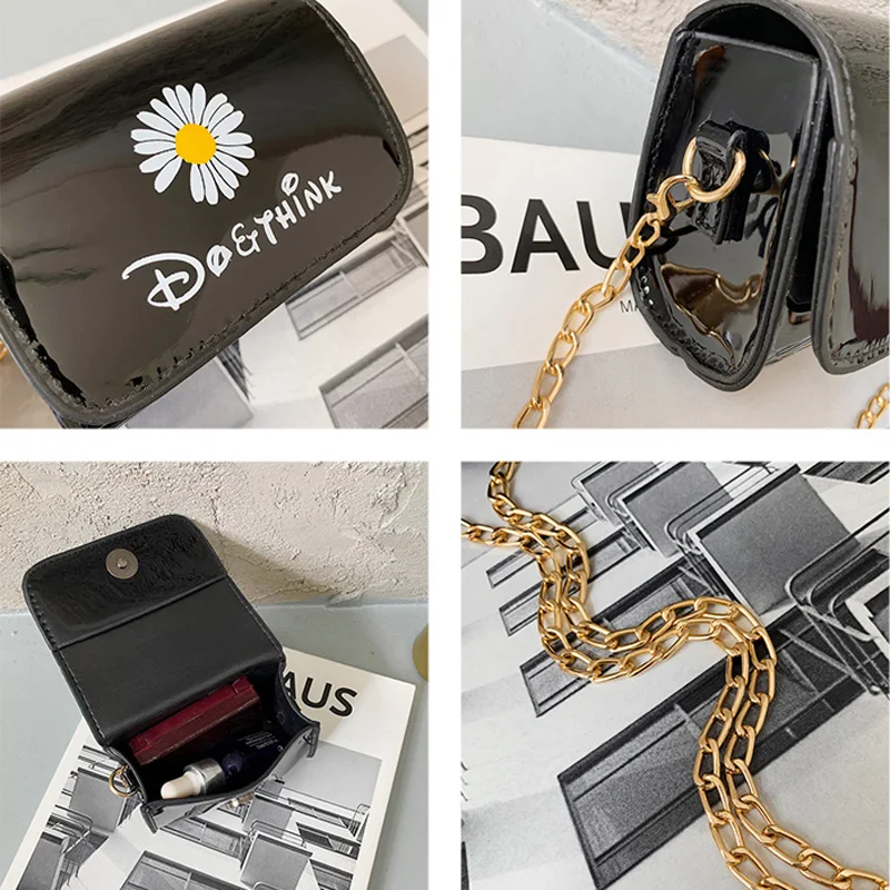 

2020 New Women PU Leather Small Bag Texture Daisy Female Fashion Chain Shoulder Bag Messenger Handbag Crossbody Square Mini Bags