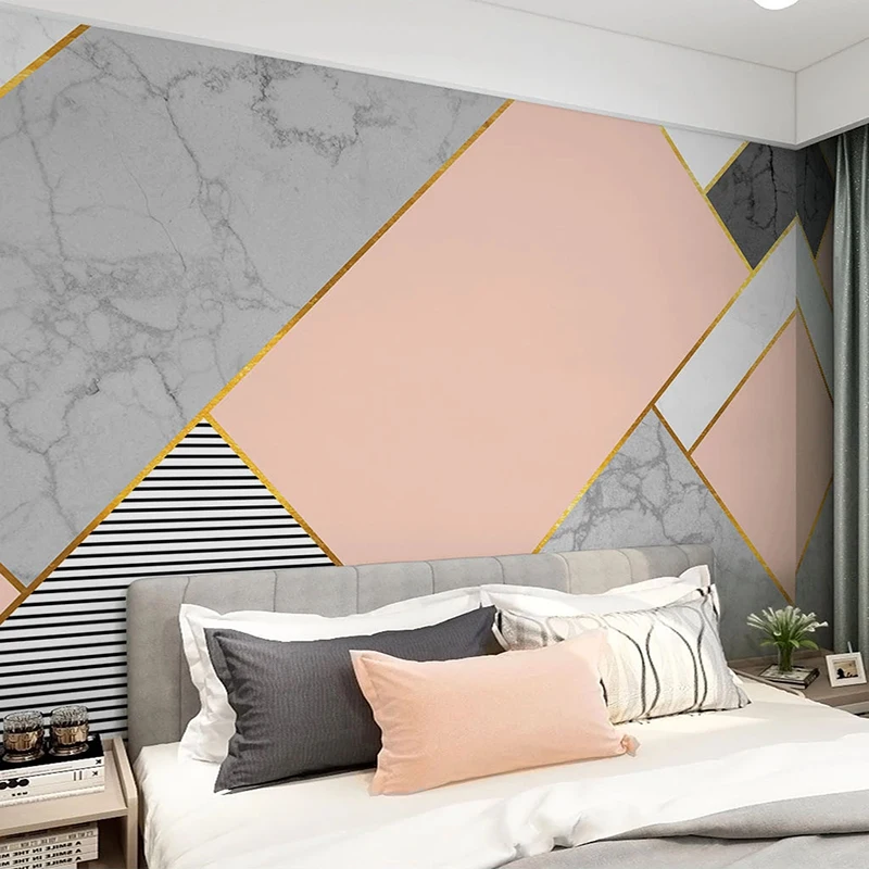 3D фотобумага на заказ современный розовый геометрический мраморный фон