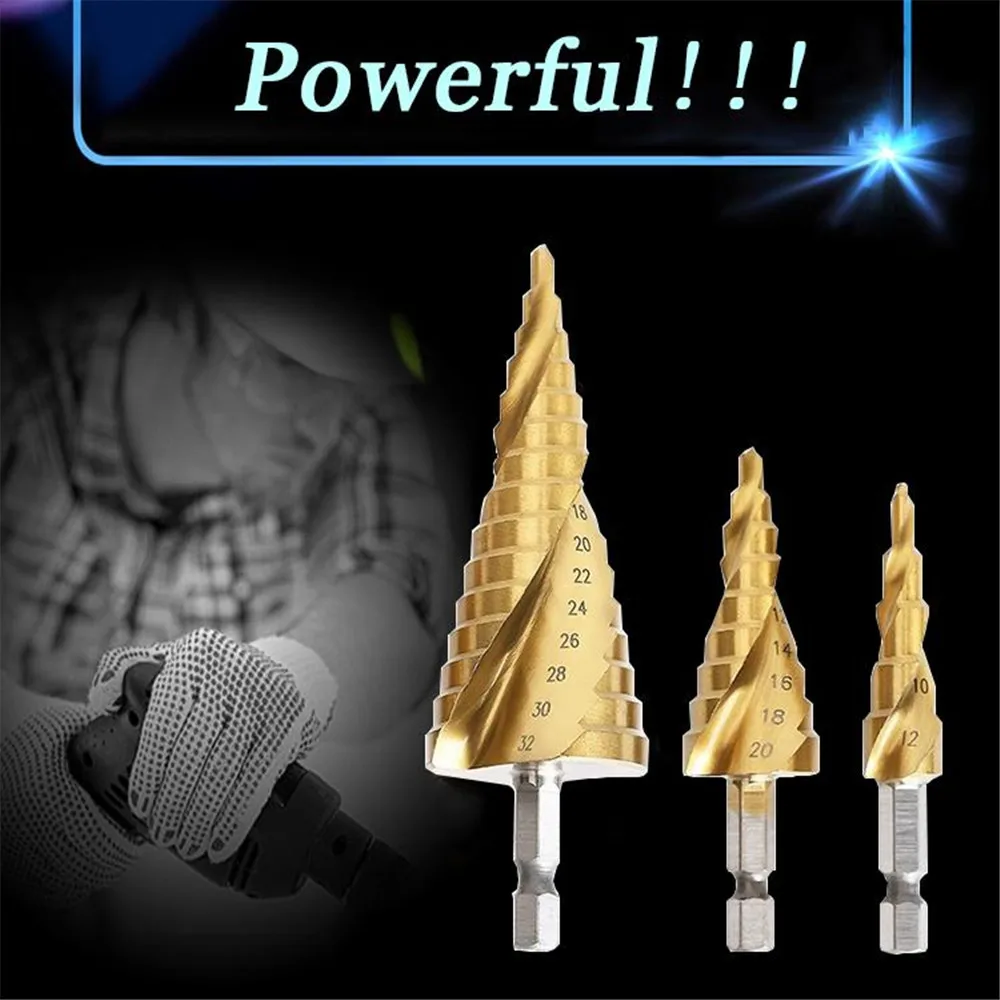 Набор спиральных ступенчатых Сверл из быстрорежущей стали 4 12/20/32 мм