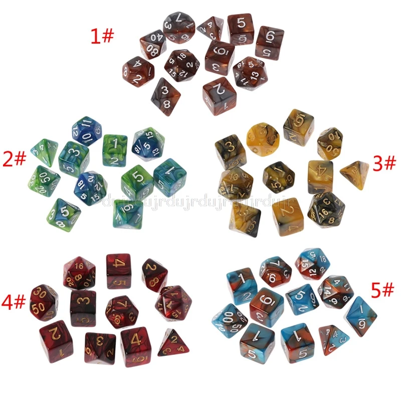 Цифровые кубики D4 D6 D8 D10 D12 D20 11 шт./компл. двусторонние для RPG DND D &amp S16 19 Прямая