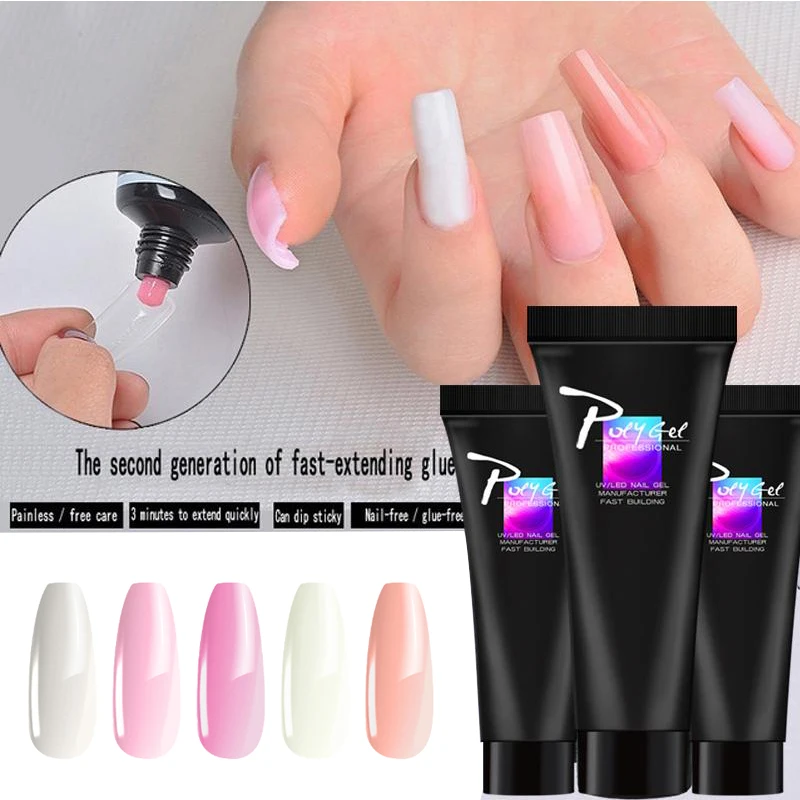 Нюдовый акриловый удлинитель для ногтей полигель Gellak Быстрый Кристалл УФ дизайн