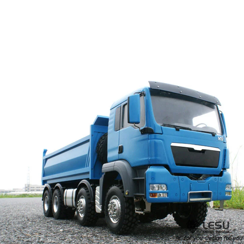 

1/14 LESU MAN 8*8 Remote Control Dumper Truck Hydraulic Model Metal Chassis Motor Sound Painted Blue Audults Toys THZH0482-SMT3