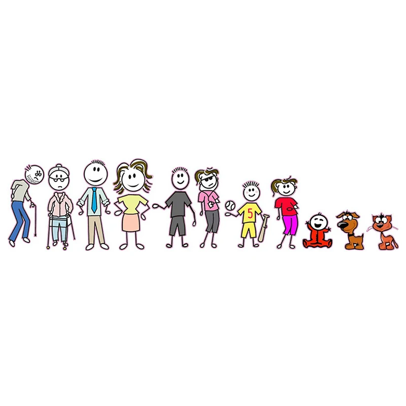 

Hot Sell Personality Car Stickers Build A Stick Family Complete with Pets Vinyl Decals Car Window Accessories Auto PVC 15cm X4cm