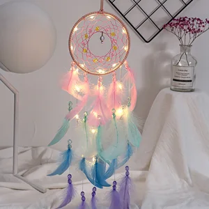 colorful true feather dream catcher lights up creative dreamcatcher girls practical special birthday gifts home decoration free global shipping