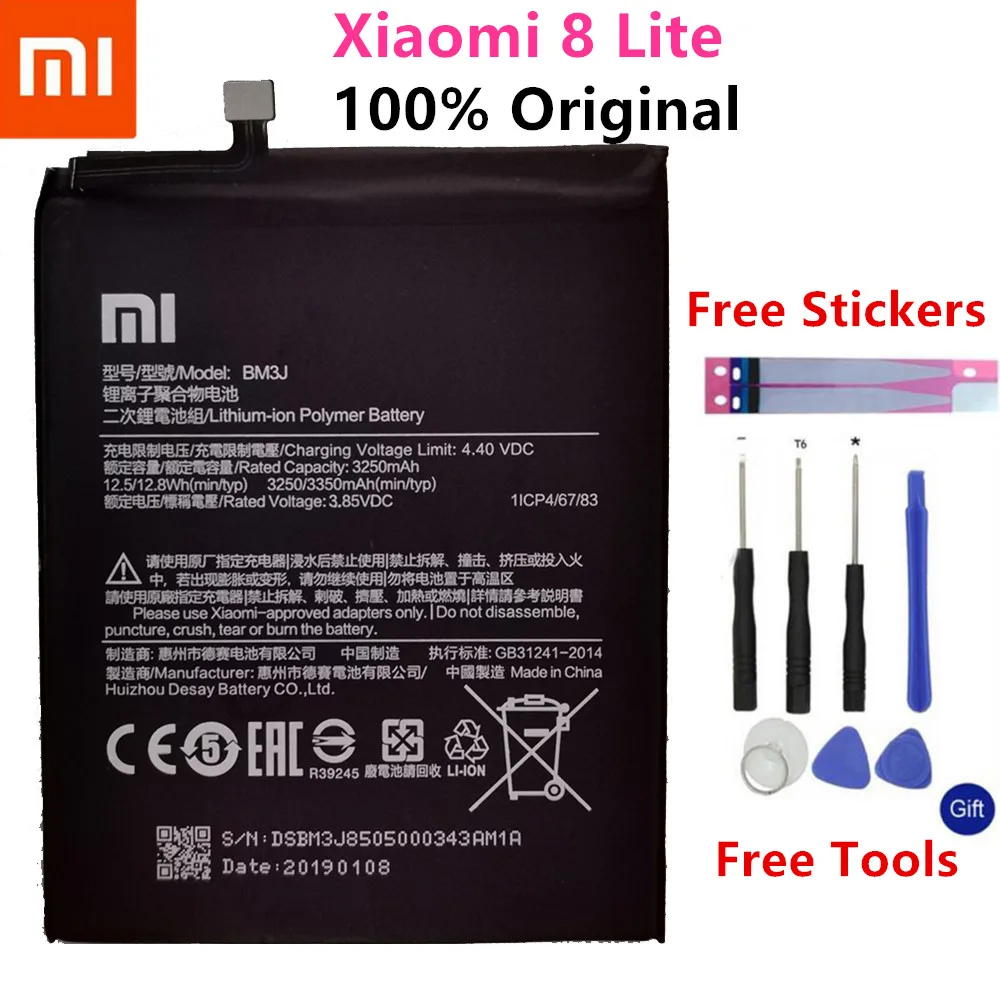 Xiao mi аккумулятор для телефона BM3J для Xiao mi 8 Lite mi 8 Lite полимерная запасная батарея высокой емкости 3350 мАч с бесплатными инструментами