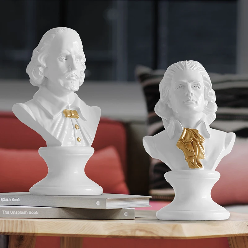 

SHAKESPEAR & MOZART HEAD PORTRAITS BUST LARGE RESIN STATUES FOR HOME DECORATION RESIN ART & CRAFT SCULPTURE SKETCH PRACTICE
