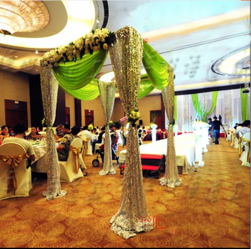 

3MX3MX3M gold Sequins Wedding Square Canopy Drape curtain with swags Wedding backdrops props Party Stage Centerpiece favors