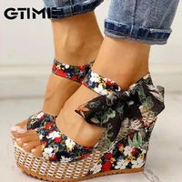 women sandals dot bowknot design platform wedge female casual high increas shoes ladies fashion ankle strap open toesjpae 28