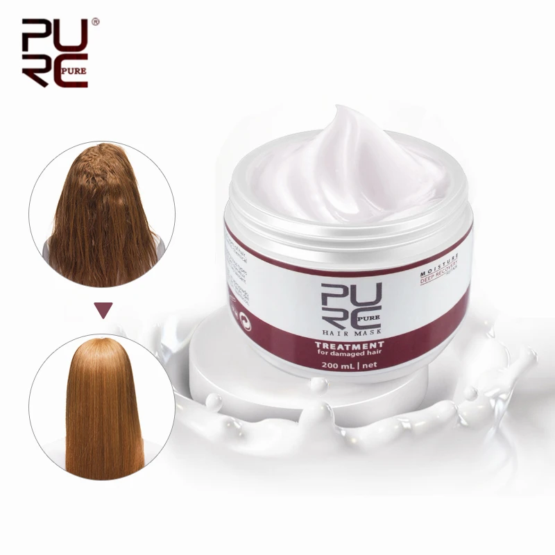 

PURC Natural Keratin Hair Mask Deep Repair Damage Dry Hair Eliminates Frizzy Hair Conditioner For Womens Hair Care Product 200ML