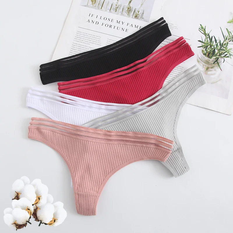 

3Pcs New Women's Underwear Panties Cotton Sexy Thong Soft Low-waist G-String Breathable Comfortable Fashion Lingerie