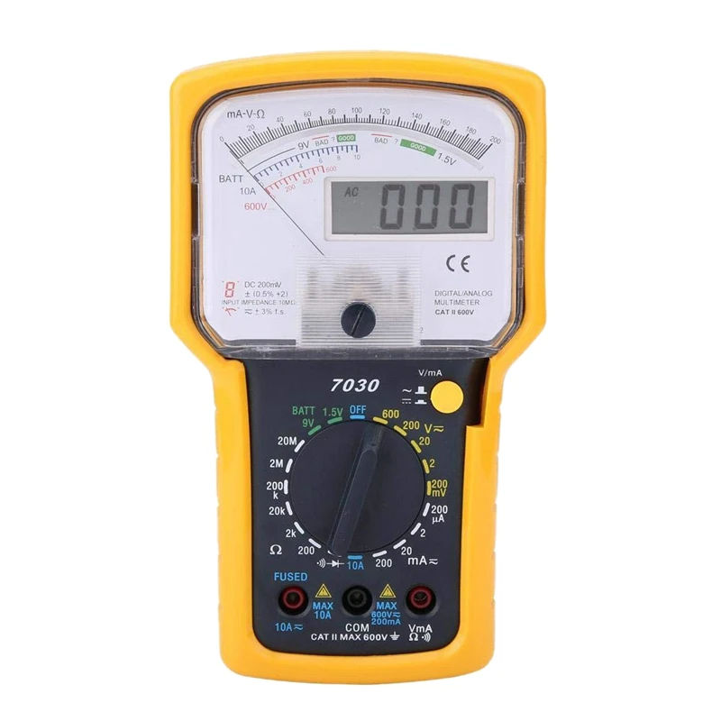 

Аналоговый мультиметр KT7030 AC/DC, цифровой аналоговый мультиметр, тестер с двойным дисплеем, указатель сопротивления напряжения, мультиметр