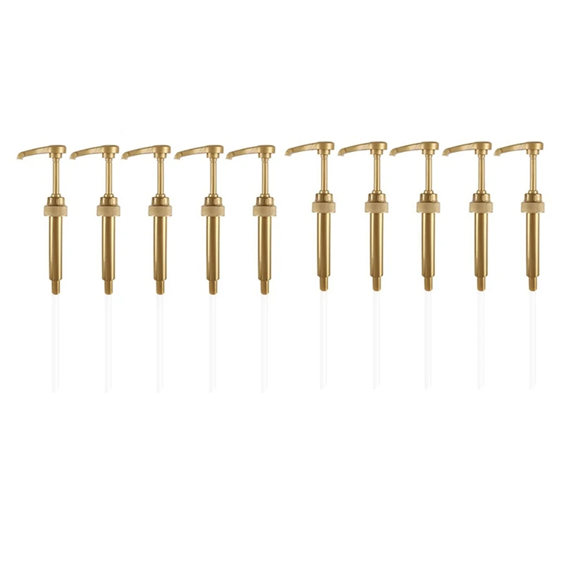 

10 Pcs Coffee Milk Tea Dispenser Syrup Pump Gold Liquid Dispenser for Torani Syrup 8Ml Juice Bottle Dispenser Pump