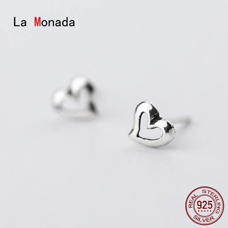 

La Monada Hollow Heart Women Earrings Stud 925 Sterling Silver Earring Minimalist Stud Earrings For Women Silver 925 Female