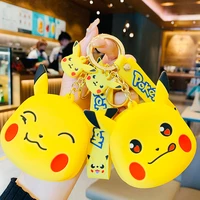 original pokemon cute cartoon anime pikachu coin purse portable metal pendant keychain silicone storage bag pikachu clutch bag