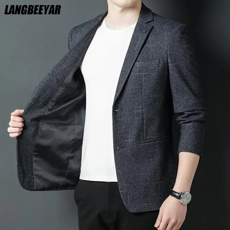 

Top Grade Designer Brand Casual Fashion Elegant British Style Party Men Blazers Slim Fit Jacket Classic Suit Coat Men Clothes