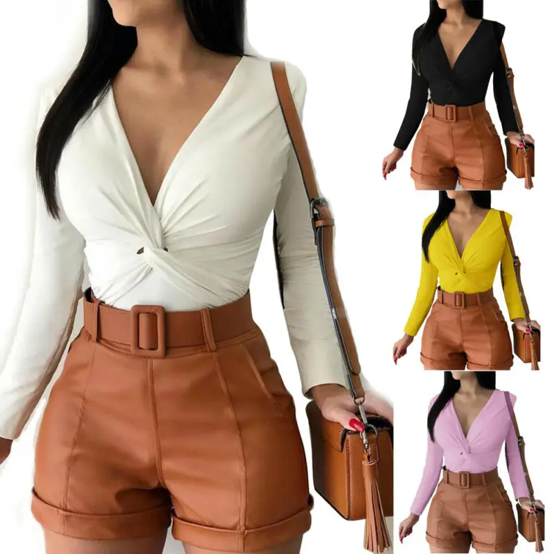 Блузка женская с глубоким V образным вырезом и длинным рукавом 2019|Блузки| |