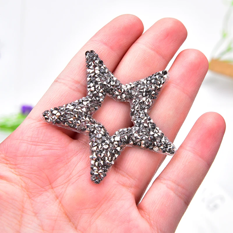 3D Звезда сверкающие черные камни алмазные кристаллы нашивки переводная