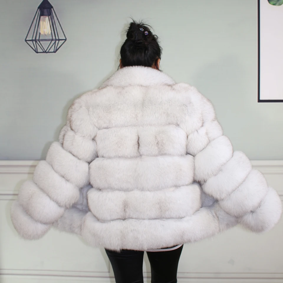 Пальто из натуральной кожи с лисьим мехом куртка большим меховым воротником