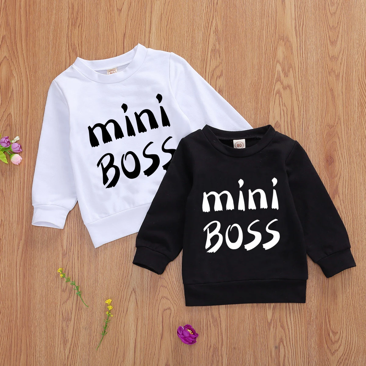 

Sweatshirt 2020 Toddler Boy Girls Casual Cotton Crew Neck Mini Boss Print Hemmed Hem and Cuff Basic Long Sleeve Pullover Top