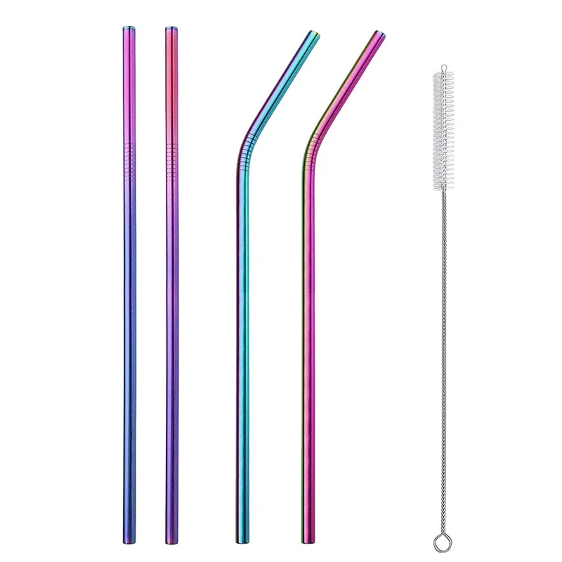 Металлическая соломинка из нержавеющей стали с титановым покрытием цветные