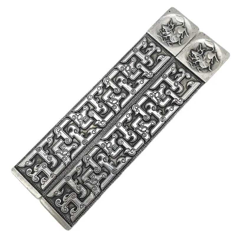 

Chinese Old Tibet Silver Carving Dragon Pattern Ruler
