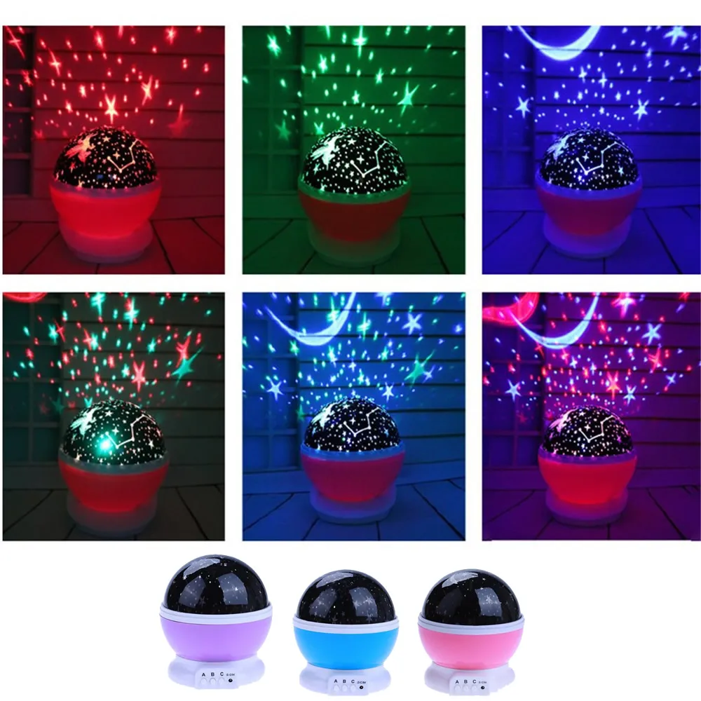 

Светодиодный ночник, светильник, проектор, звезда, луна, небо, вращающийся, usb, на батарейках, прикроватная лампа для детей, Детские Спальные ...