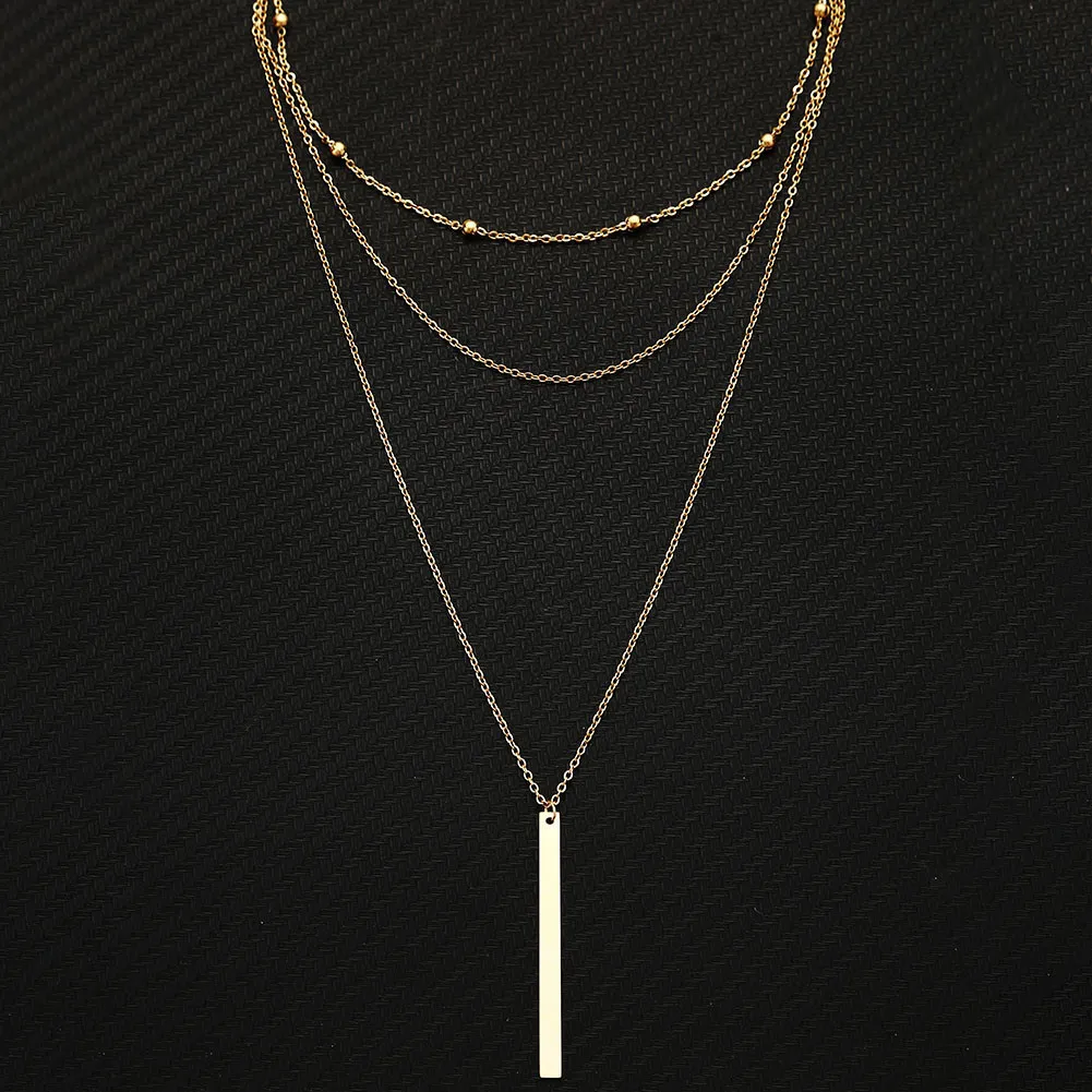 Нержавеющая сталь многослойные ожерелья для женщин и девочек подвеской