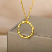 stainless steel round bamboo necklace for women girls circle choker necklaces colar chain kpop jewelry gifts