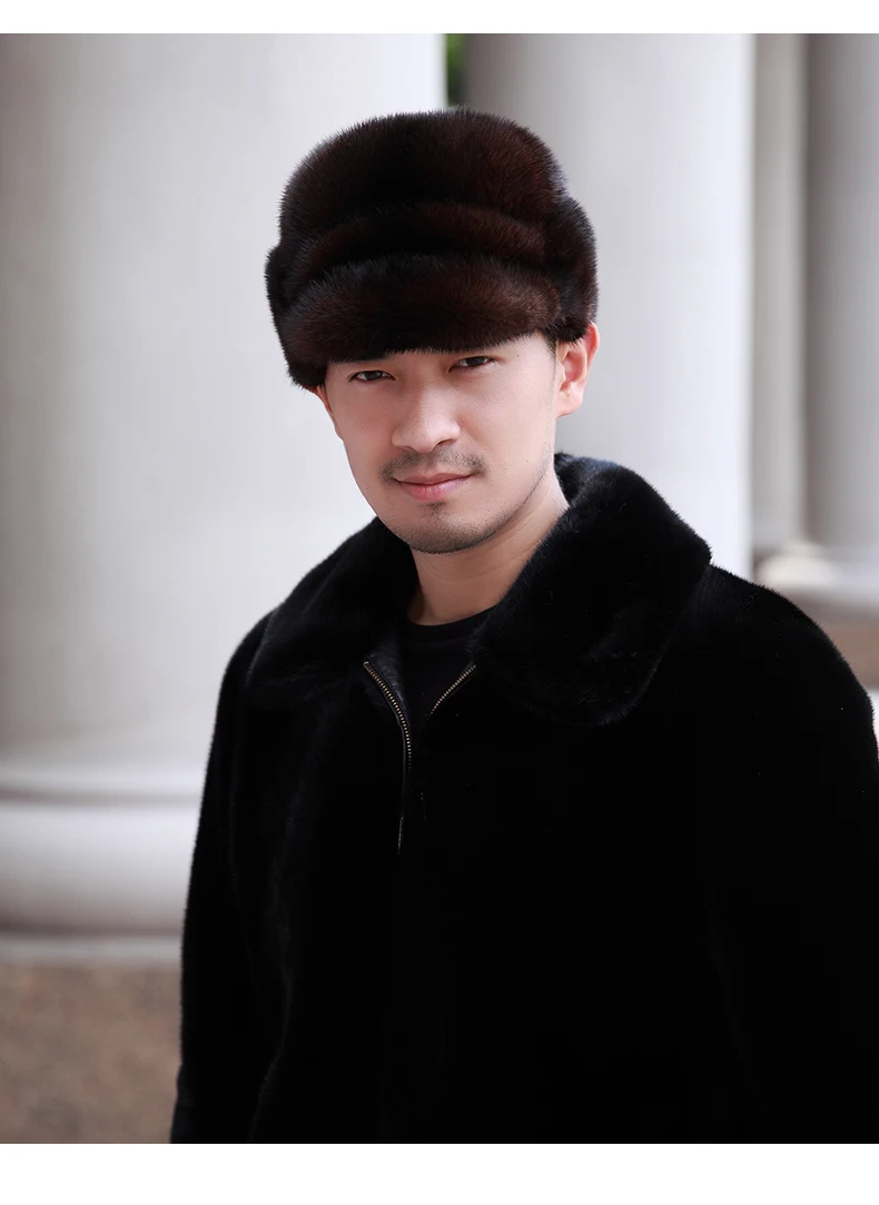 Бесплатная доставка новая шапка из натурального меха норки с вискозами Мужская