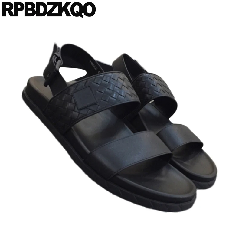 Сланцы мужские из натуральной кожи шлепанцы дышащие без застежки на платформе