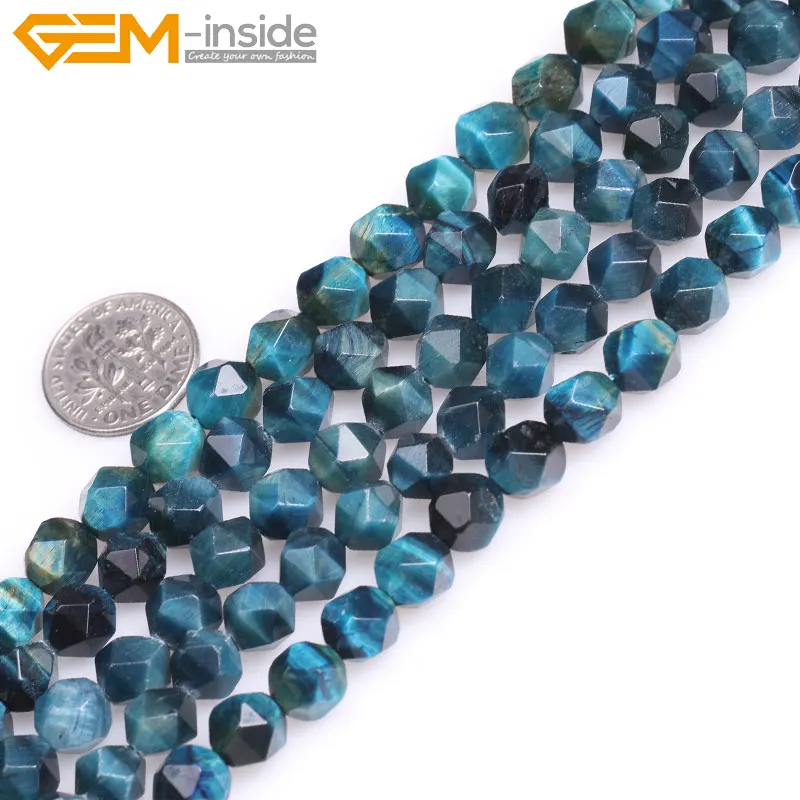 Бусины с гранеными бусинами Cambay синие тигровый глаз для изготовления ювелирных