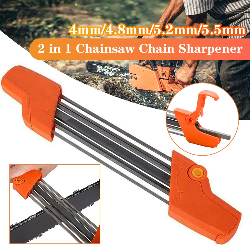 

2 In 1Easy File Chainsaw Chain Sharpener 4.0/4.8/5.2/5.5mm Saw Teeth Set Fast Sharpening Files Chain Sharpener Accessories Tool