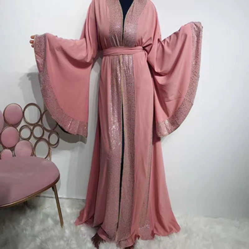 Кимоно Djelaba женское с бриллиантами открытый хиджаб из Дубая мусульманское платье