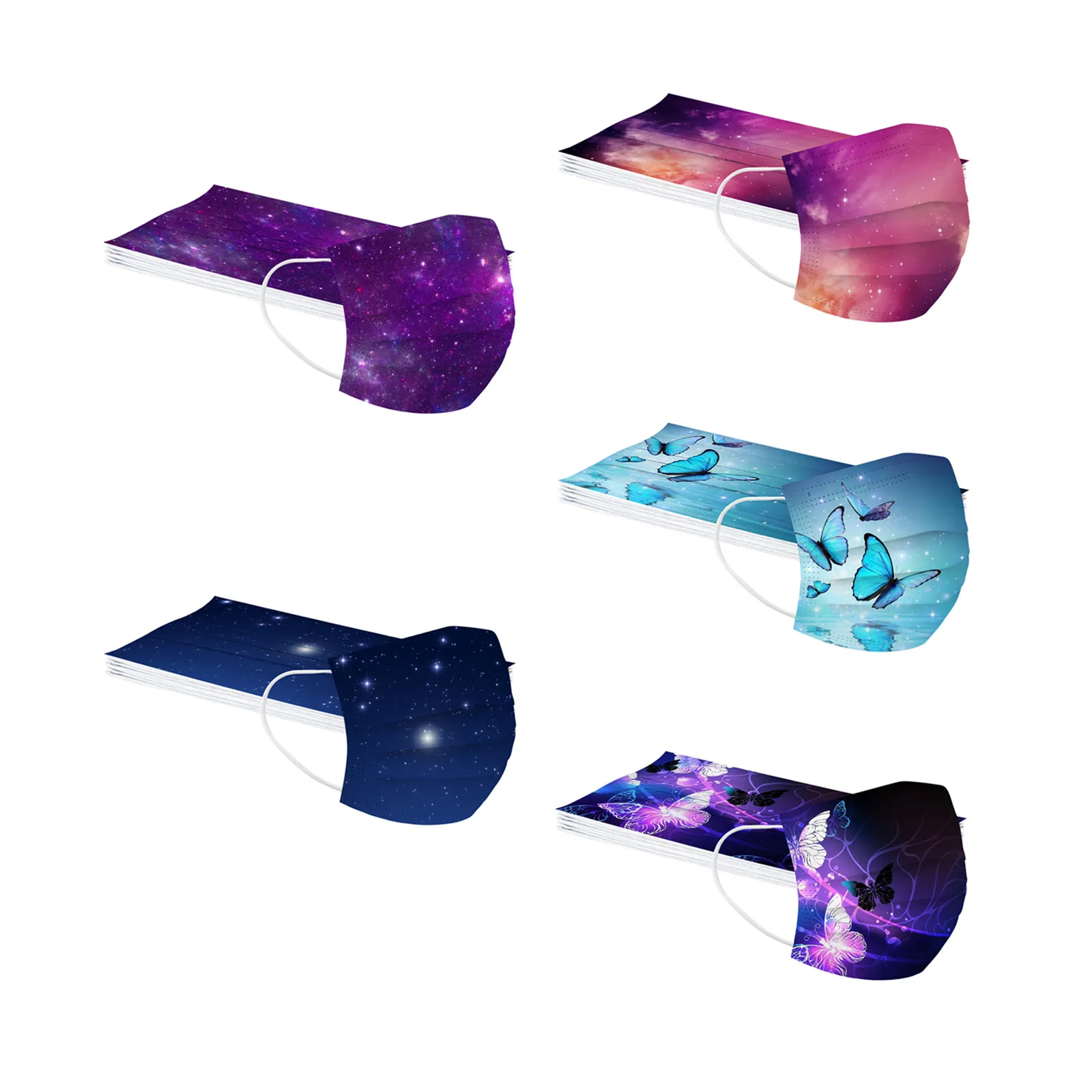 Маска-бабочка одноразовая 3-слойная для мужчин и женщин защитная маска лица с